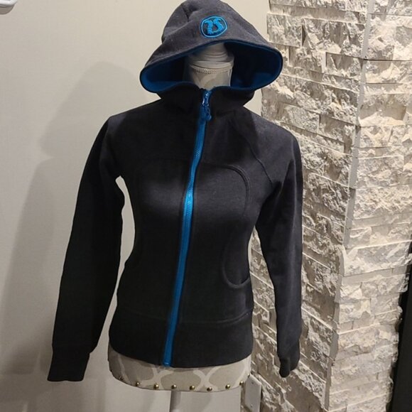 Tops - Lululemon Scuba Hoodie heathered grey and blue zipper
